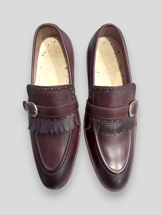 Handmade Leather Santoni Monk Stap Shoes