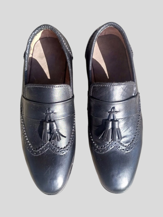 Handmade Leather Patina Tassel Loafers