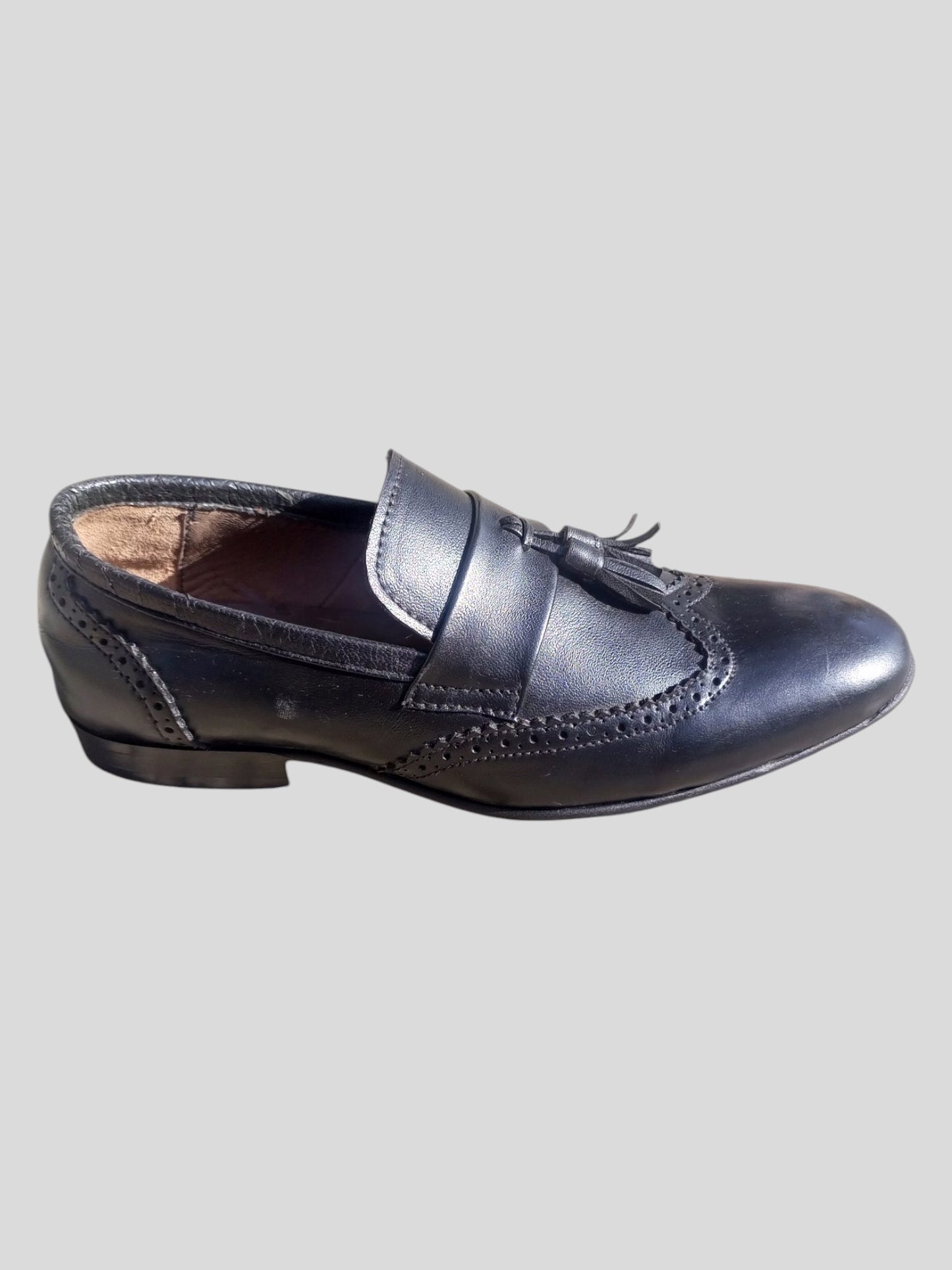 Handmade Leather Patina Tassel Loafers