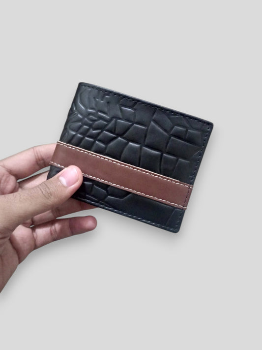 Cracked Texture Bi-Fold Leather Wallet