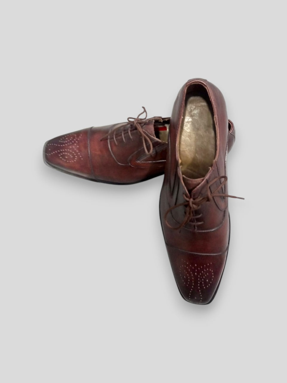 Handmade Leather Burgundy Oxford Brogues