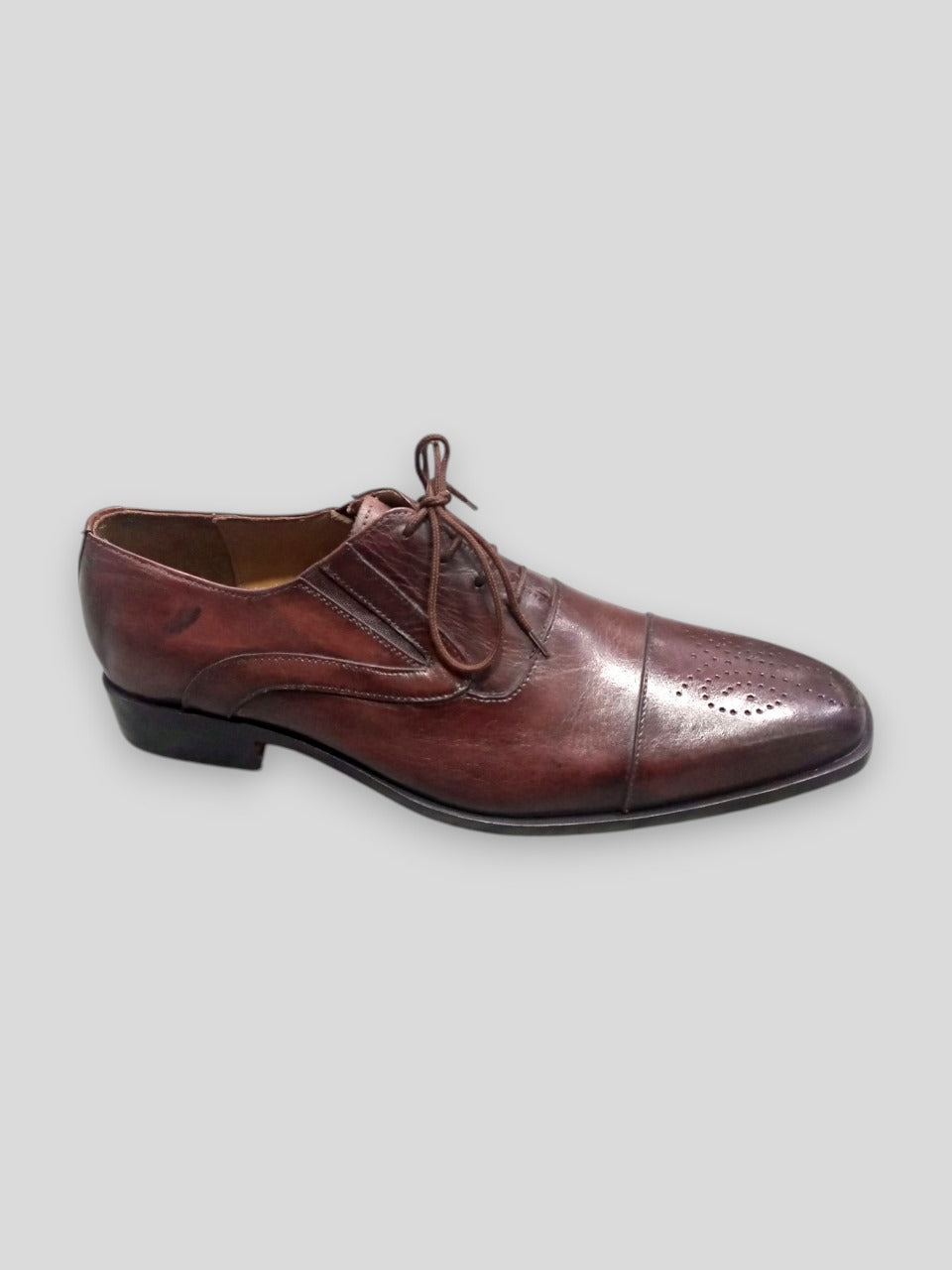 Handmade Leather Burgundy Oxford Brogues